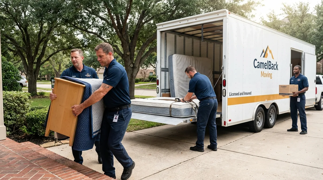 Crew loading residential truck for cross-state move from Harrodsburg, KY