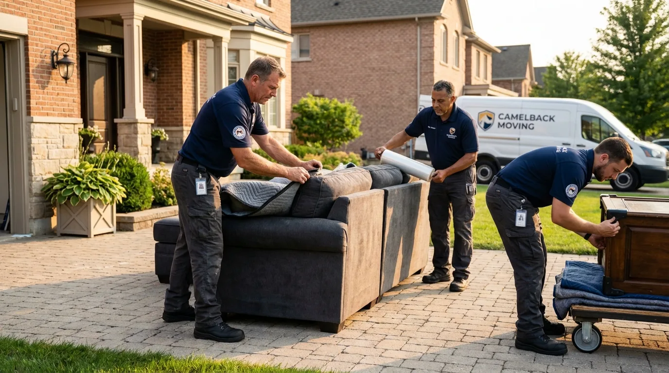 Large estate moving crew wrapping furniture in Harrodsburg, KY