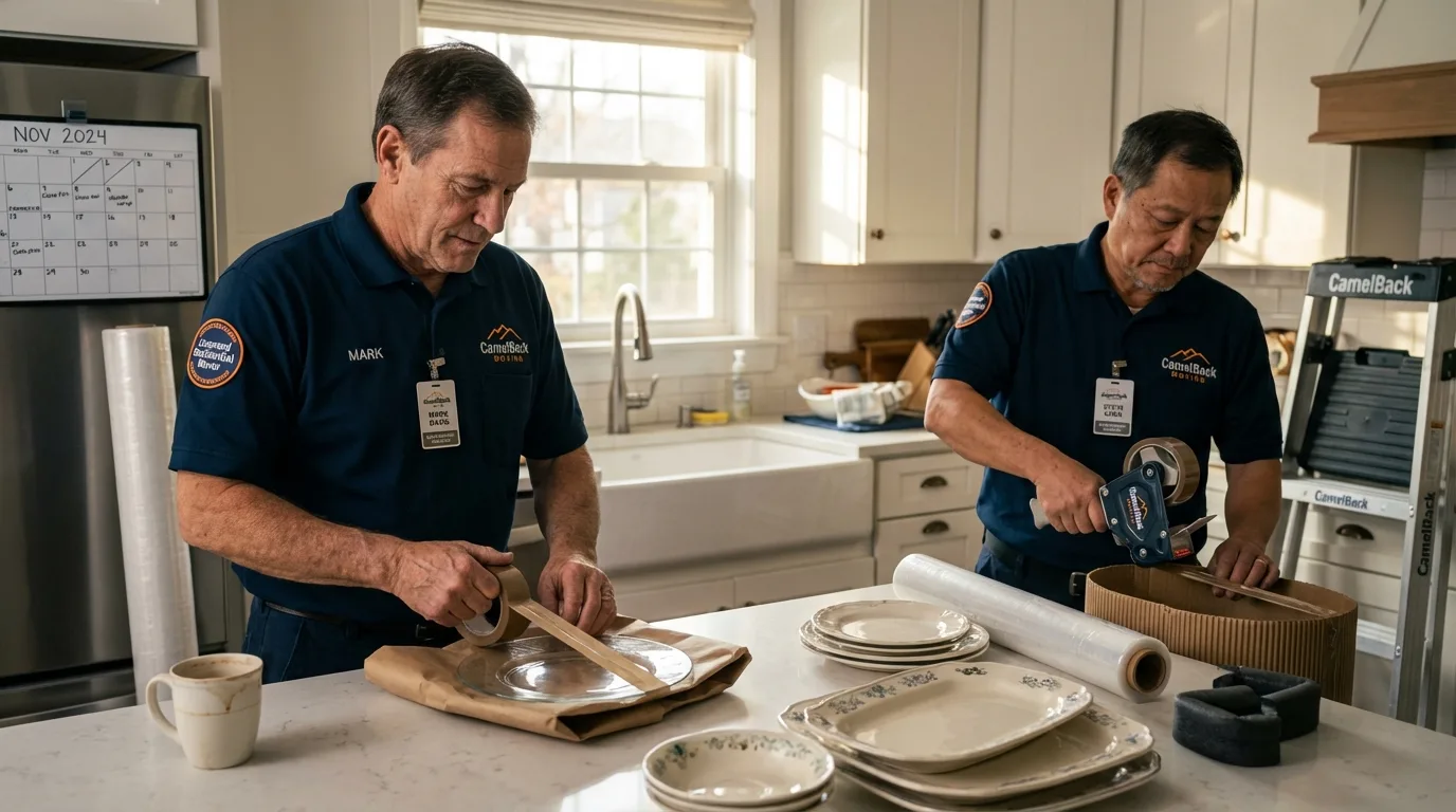 Professional crew packing kitchen dishware in Harrodsburg, KY